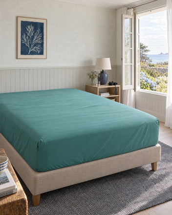 Drap housse en Percale de coton - Emeraude