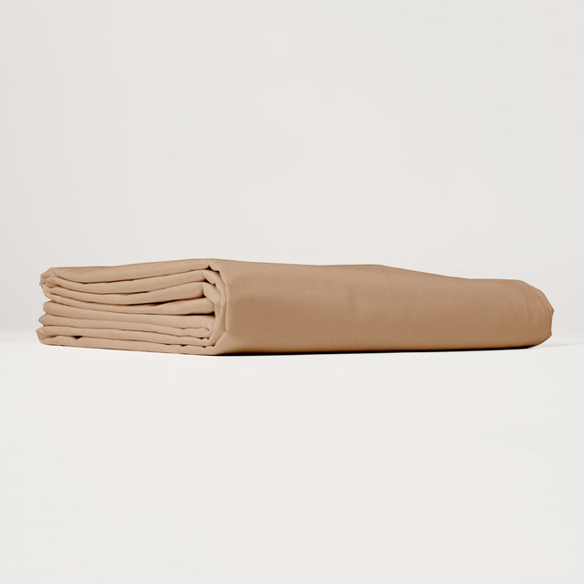 Dejorine - Drap housse en Percale de Coton - Teinte Terre d'Orient - Couleur Marron Beige Foncé