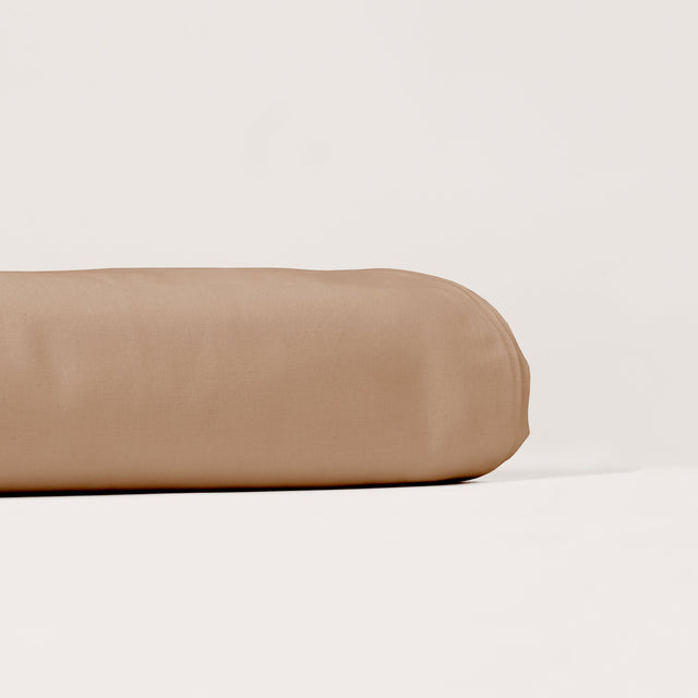 Dejorine - Drap plat en Percale de Coton - Teinte Terre d'Orient - Couleur Marron Beige Foncé