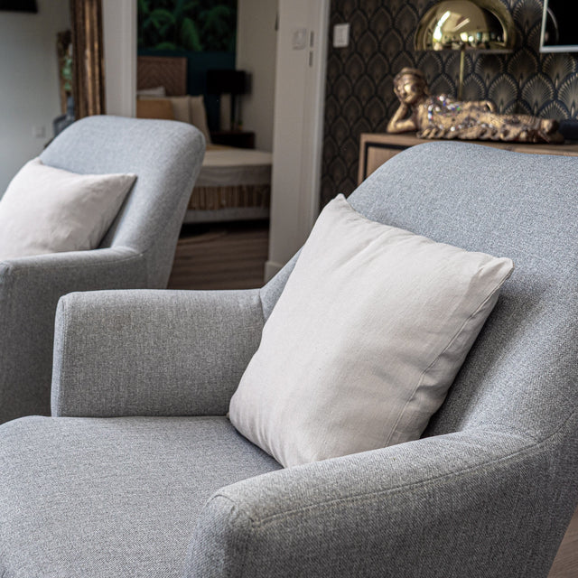 Dejorine - Housse de coussin en Lin lavé - Teinte Naturel - Couleur Beige clair