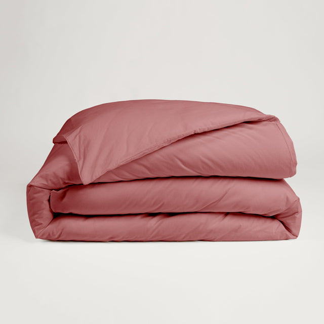 Dejorine - Housse de couette en Percale de Coton - Teinte Grenat d'antan - Couleur Rose Rouge Foncé
