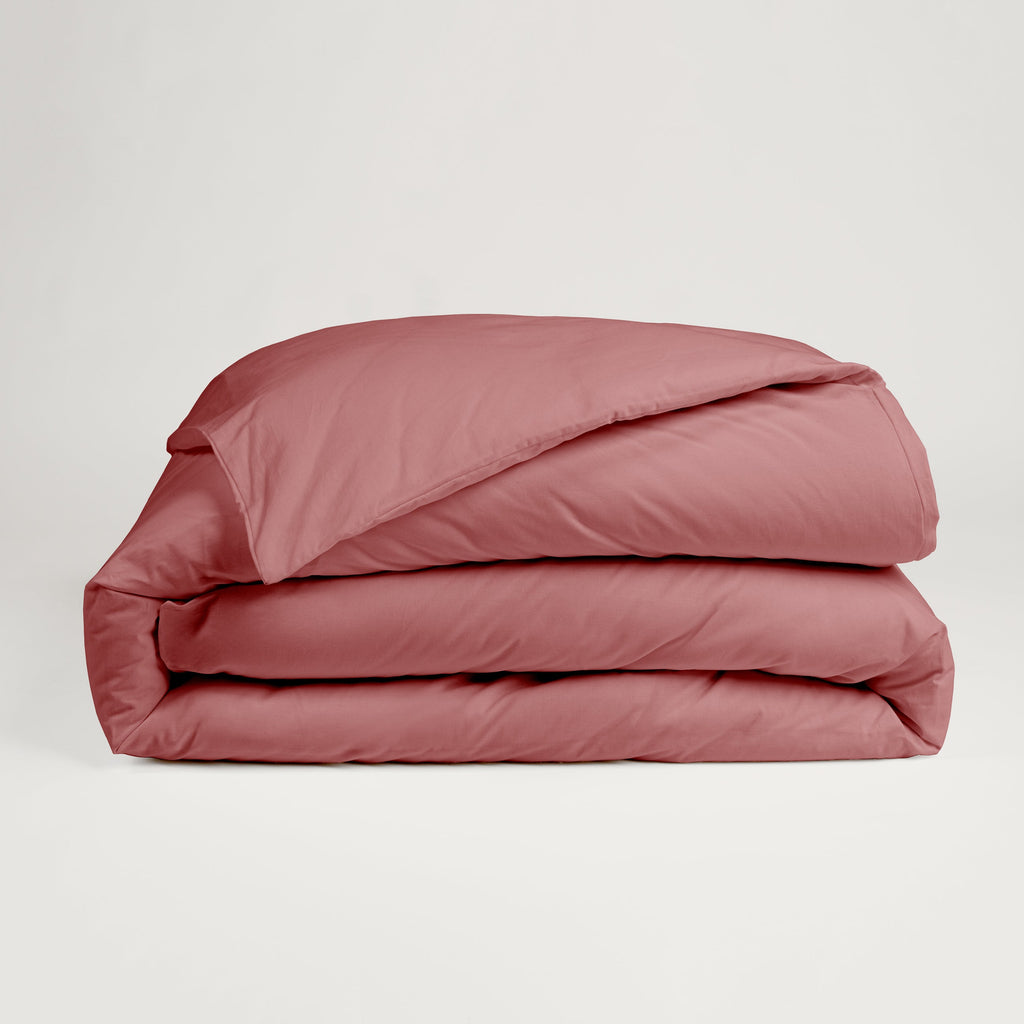 Dejorine - Housse de couette en Percale de Coton - Teinte Grenat d'antan - Couleur Rose Rouge Foncé