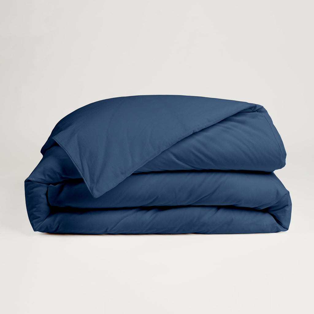 Dejorine - Housse de couette en Percale de Coton - Teinte Ombre de saphir - Couleur Bleu Foncé Denim