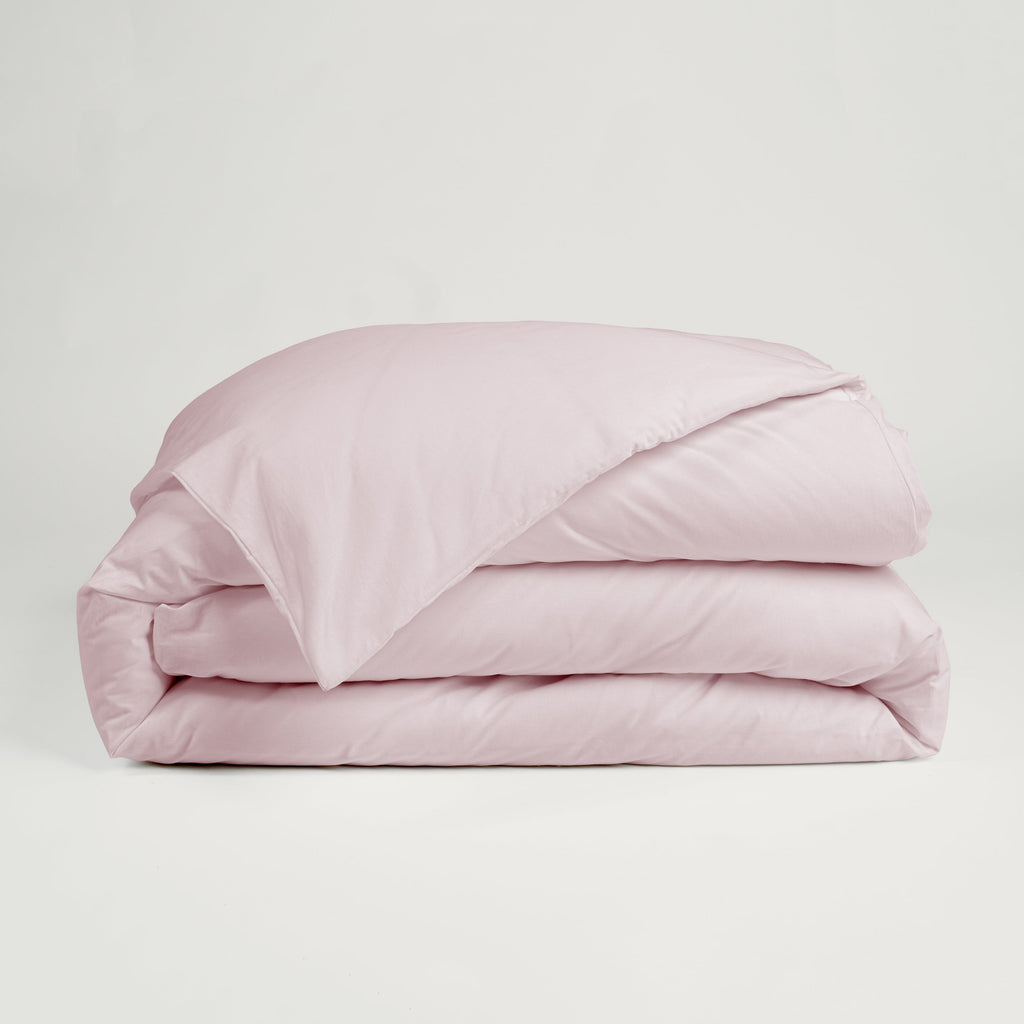 Dejorine - Housse de couette en Percale de Coton - Teinte Poudre d'orchidée - Couleur Rose Clair