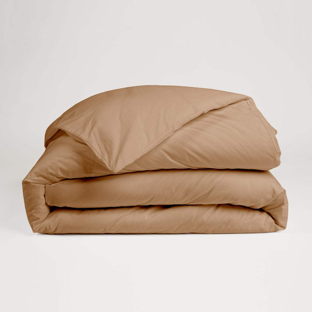 Dejorine - Housse de couette en Percale de Coton - Teinte Terre d'Orient - Couleur Marron Beige Foncé