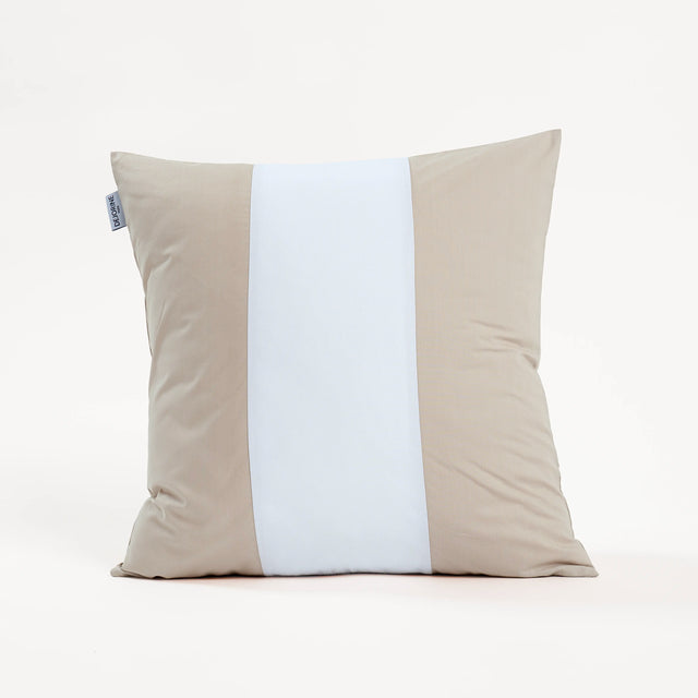 Dejorine - Housse de coussin en Percale de Coton - Couleur Beige et Blanc