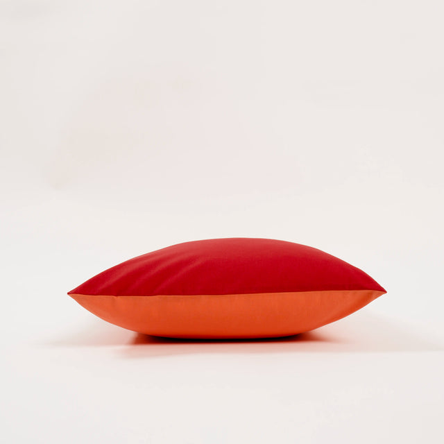 Dejorine - Housse de coussin en Coton - Biface - Couleur Rouge et Orange