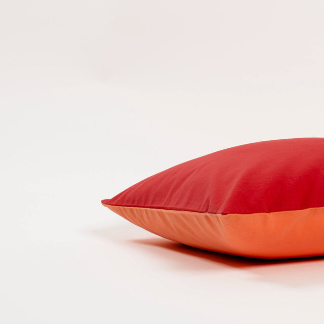 Dejorine - Housse de coussin en Coton - Biface - Couleur Rouge et Orange