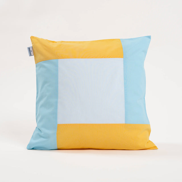 Dejorine - Housse de coussin en Coton - Couleur Jaune, Bleu et Blanc