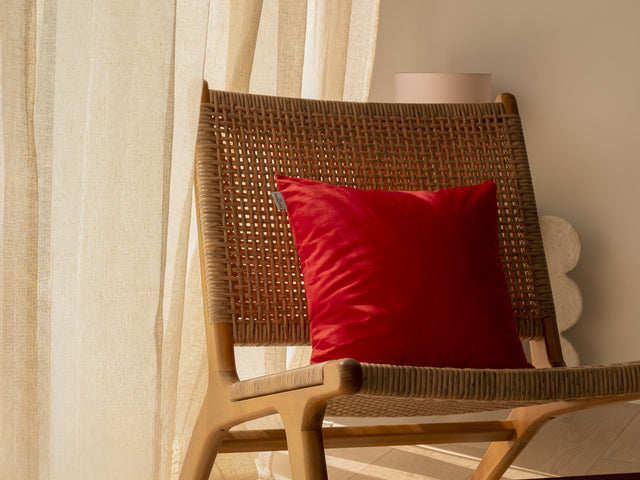 Dejorine - Housse de coussin en Coton - Teinte Terre rouge - Couleur Rouge