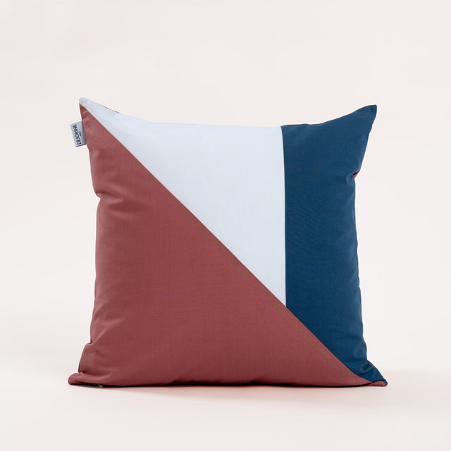Dejorine - Housse de coussin en Percale de Coton - Couleur Bleu marine, Vieux rose et Blanc