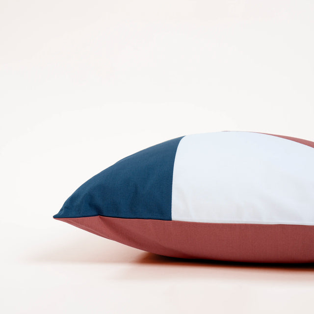 Dejorine - Housse de coussin en Percale de Coton - Couleur Bleu marine, Vieux rose et Blanc