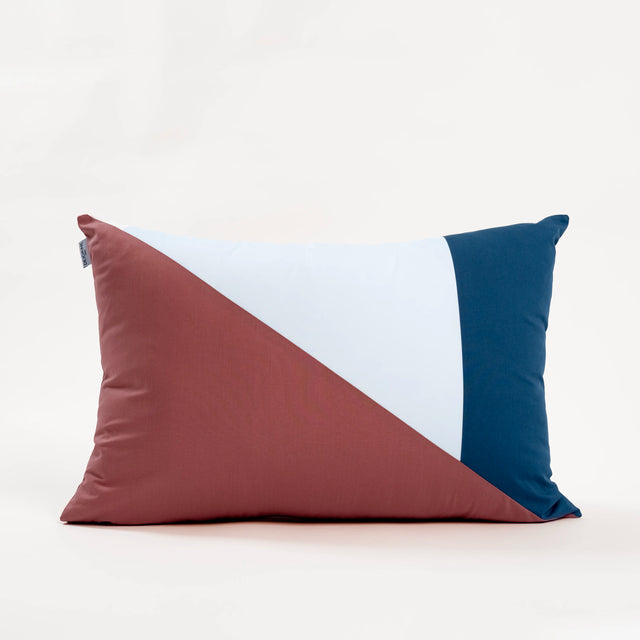 Dejorine - Housse de coussin en Percale de Coton - Couleur Bleu marine, Vieux rose et Blanc