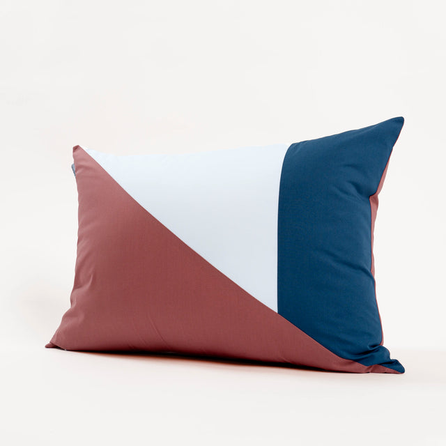 Dejorine - Housse de coussin en Percale de Coton - Couleur Bleu marine, Vieux rose et Blanc