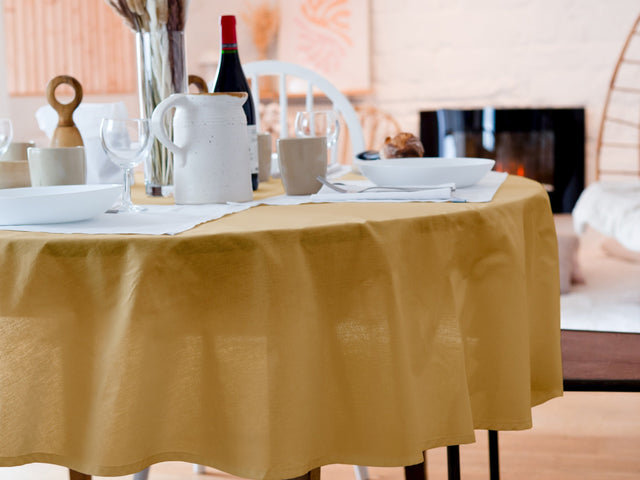 Dejorine - Nappe en Coton - Teinte Ambre doré - Couleur Jaune