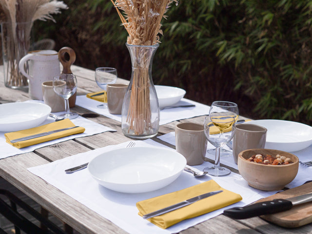Dejorine - Serviette de table en Coton - Teinte Ambre doré - Couleur Jaune