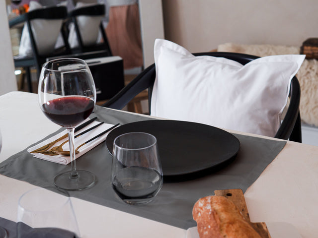 Dejorine - Set de table en Coton - Teinte Reflet d'ardoise - Couleur Gris Souris