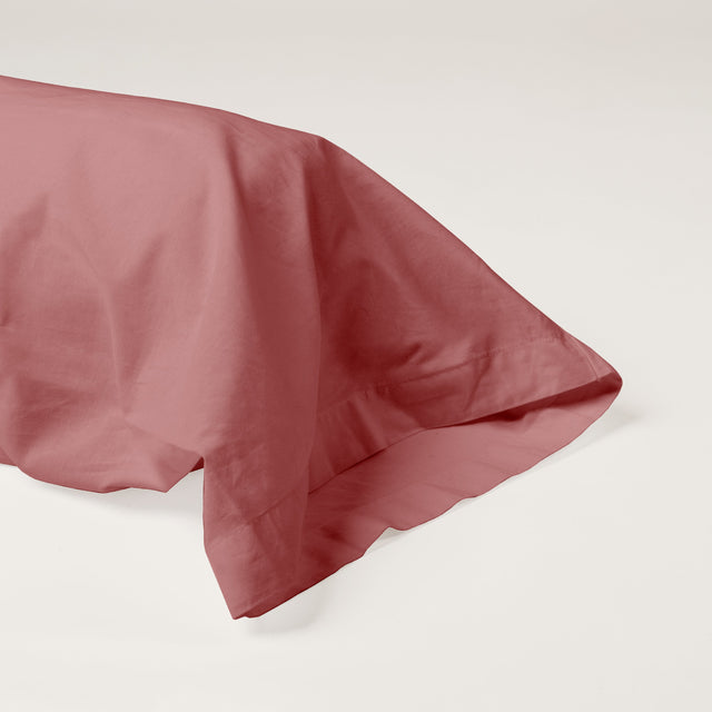 Dejorine - Taie de traversin en Percale de Coton - Teinte Grenat d'antan - Couleur Rose Rouge Foncé
