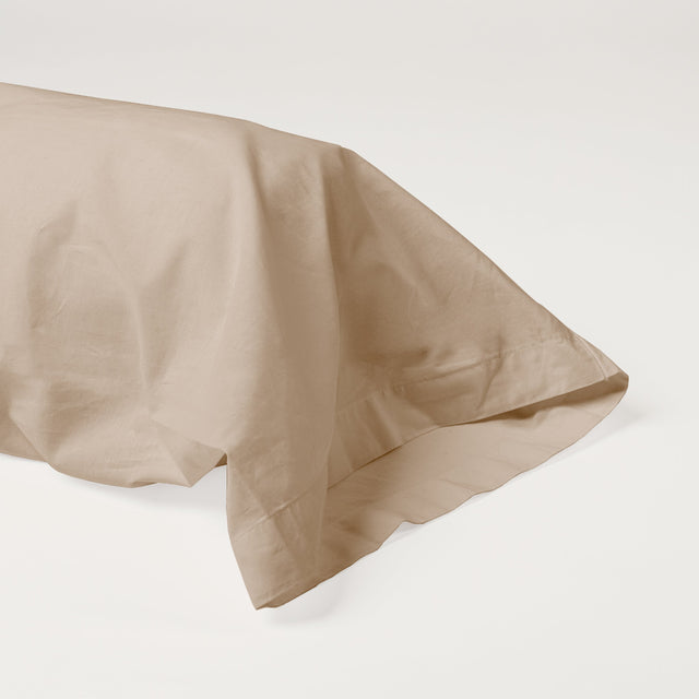 Dejorine - Taie d'oreiller en Percale de Coton - Teinte Précieux rivage - Couleur Marron Beige Clair Sable