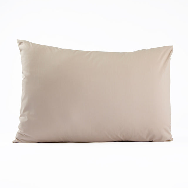 Taie d'oreiller rectangulaire beige
 en Percale de coton - Made in France - Dejorine
