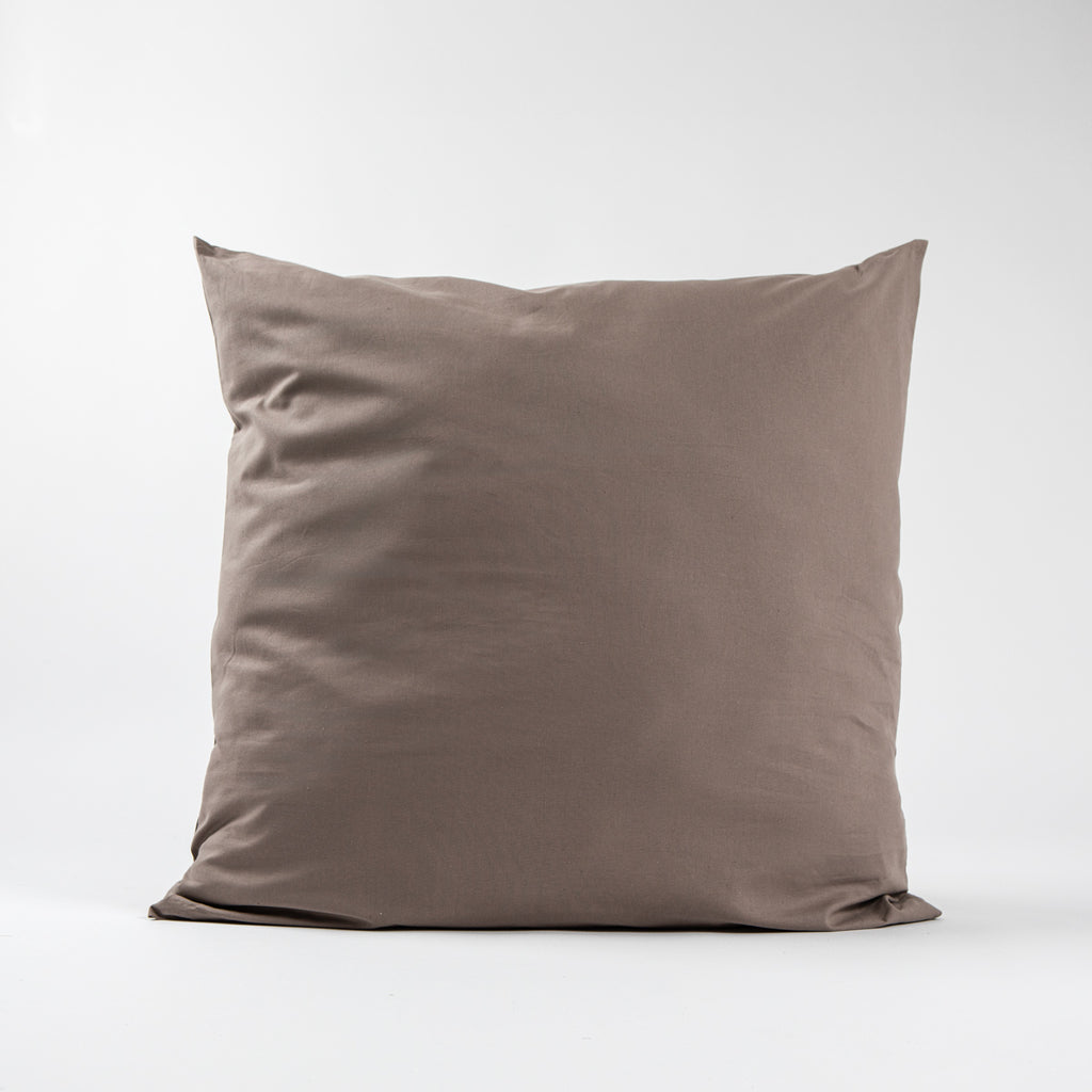 Taie d'oreiller carrée en coton 57 fils/cm² marron tissée en France - Made in France - Dejorine