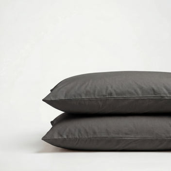 Taies d'oreiller X2 en Percale de coton - Gris anthracite