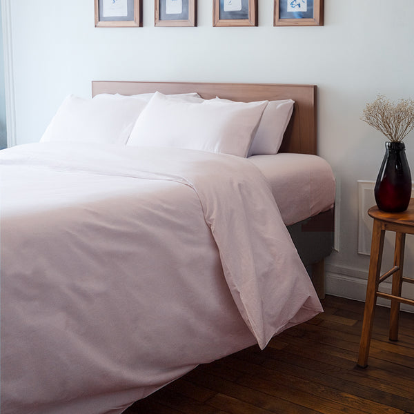 Housse de couette Vologne en Percale de coton française - Rose poudré
