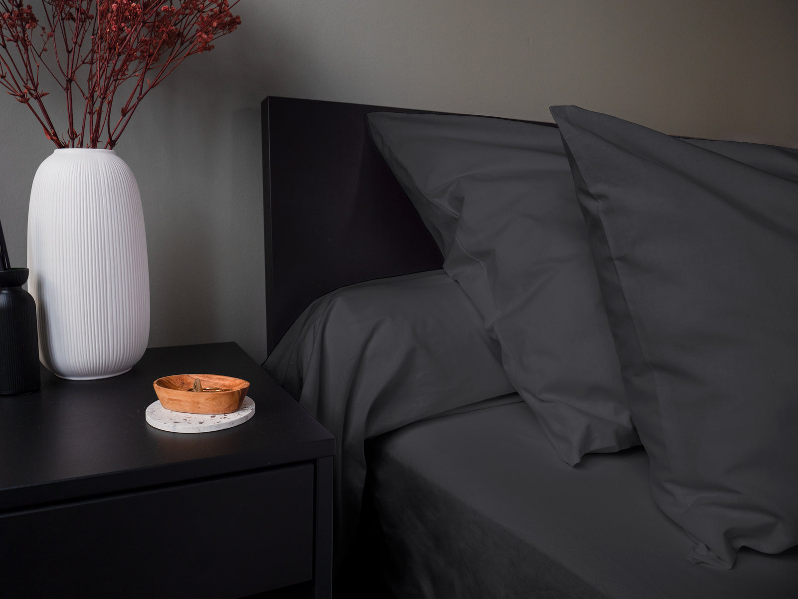 Taie d'oreiller Vologne en Percale de coton française - Gris anthracite