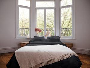 Parure de lit Vologne en Percale de coton française - Gris anthracite