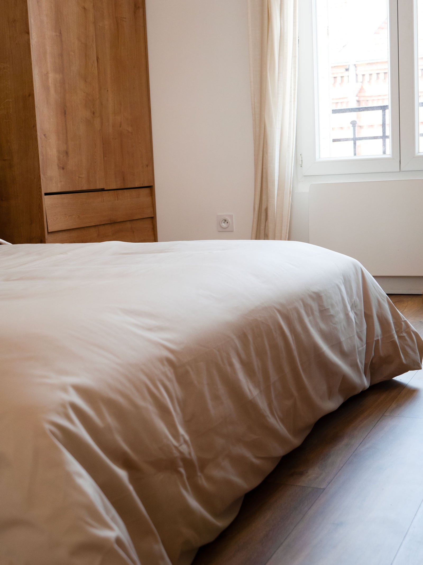 Dejorine - Housse de couette en Percale de Coton - Teinte Précieux rivage - Couleur Marron Beige Clair