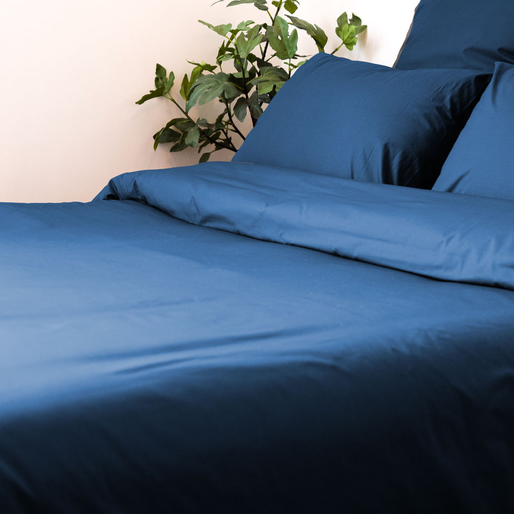 Parure de lit en Percale de coton - Bleu marine