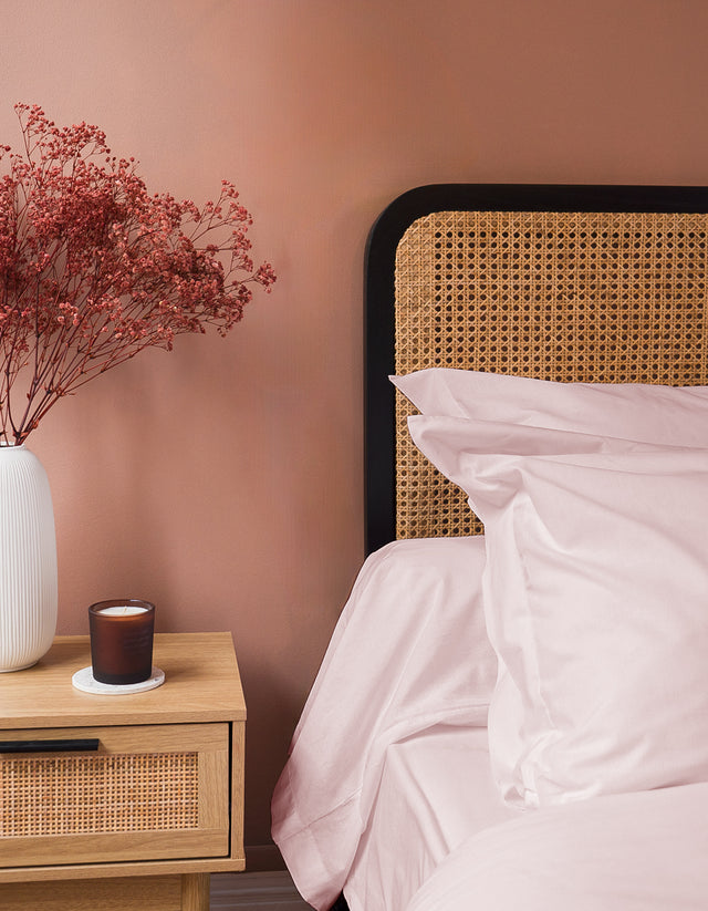 Parure de lit en Percale de coton - Rose poudré