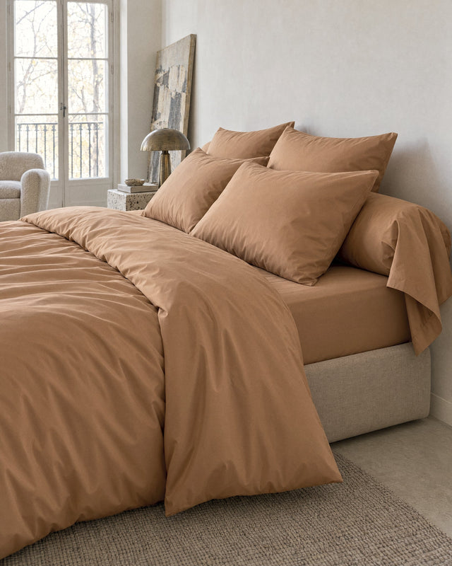 Taie de traversin en Percale de coton - Marron