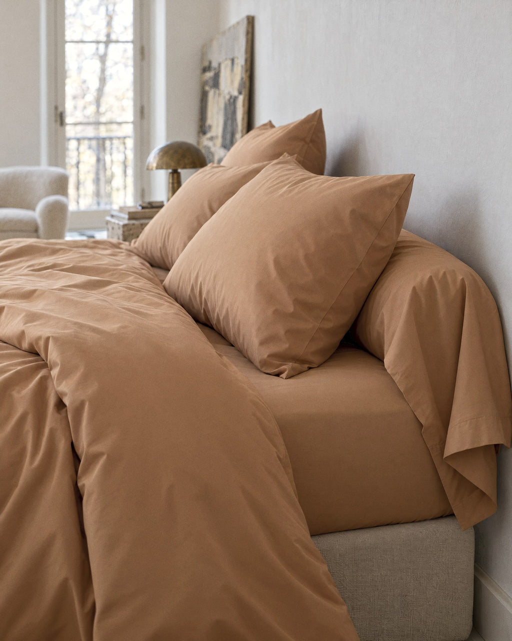 Taie de traversin en Percale de coton - Marron