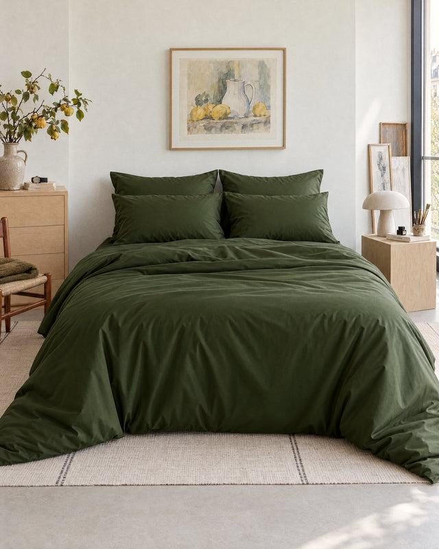 Parure de lit en Percale de coton - Vert sapin