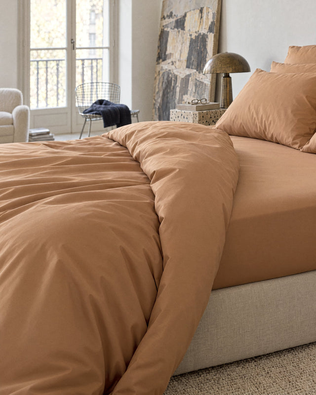 Drap housse en Percale de coton - Marron