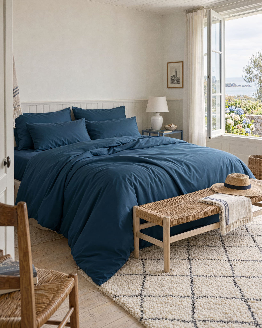 Taies d'oreiller X2 en Percale de coton - Bleu marine