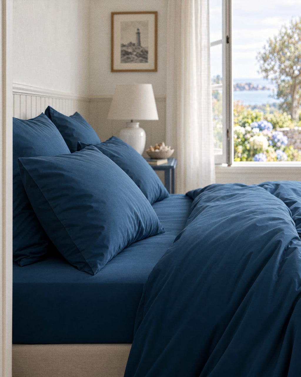 Taies d'oreiller X2 en Percale de coton - Bleu marine
