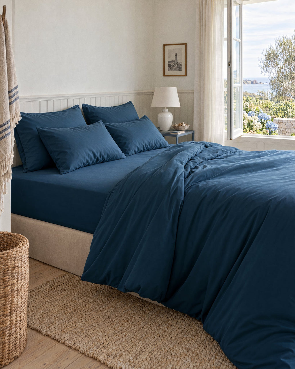 Drap housse en Percale de coton - Bleu marine