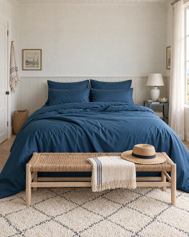 Parure de lit en Percale de coton - Bleu marine