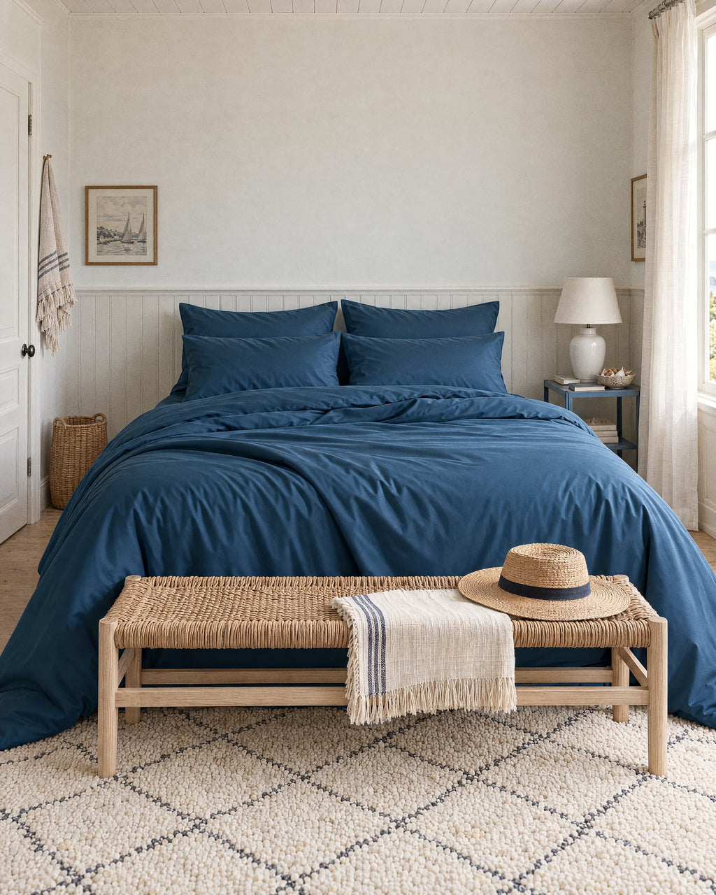 Parure de lit en Percale de coton - Bleu marine