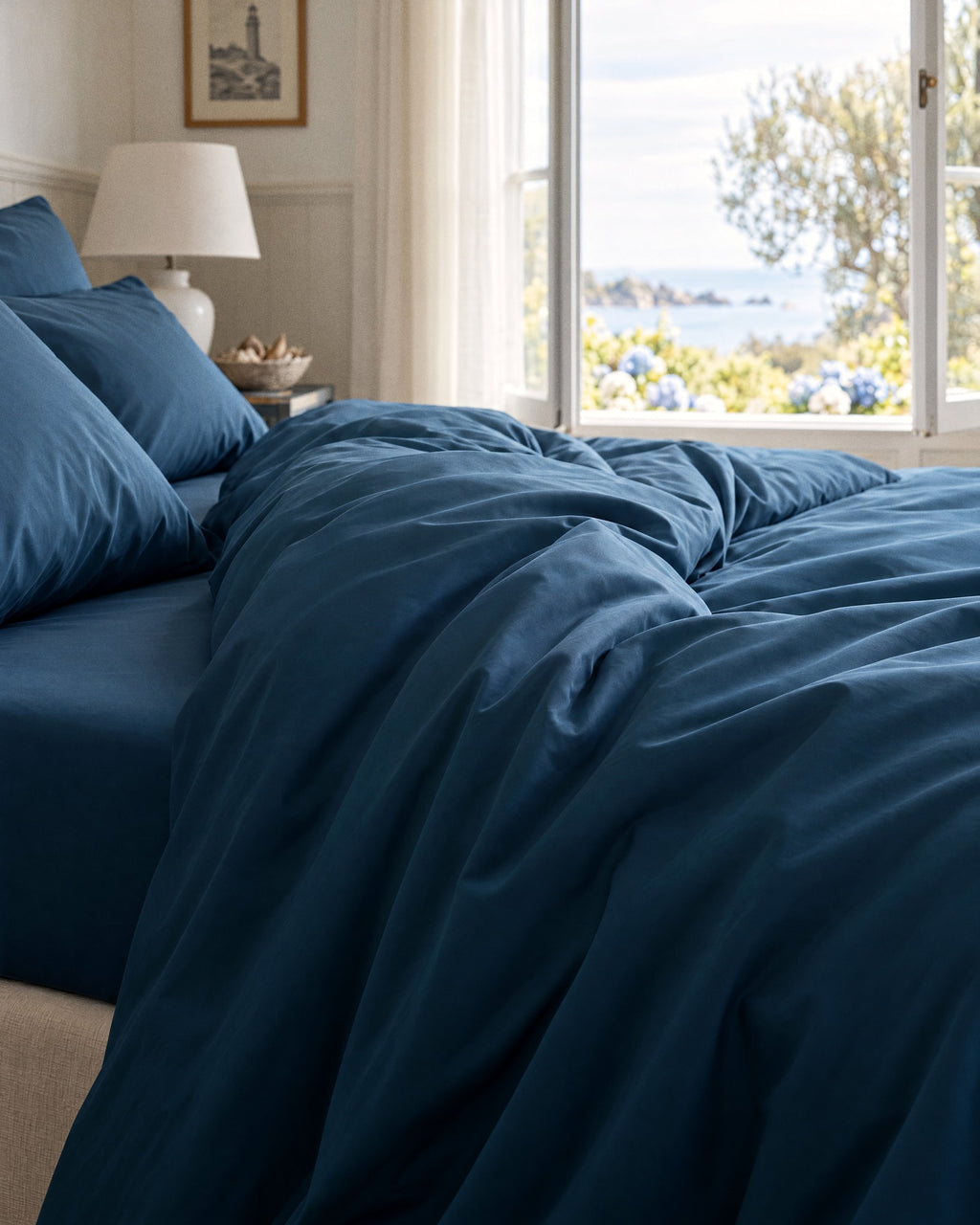 Parure de lit en Percale de coton - Bleu marine
