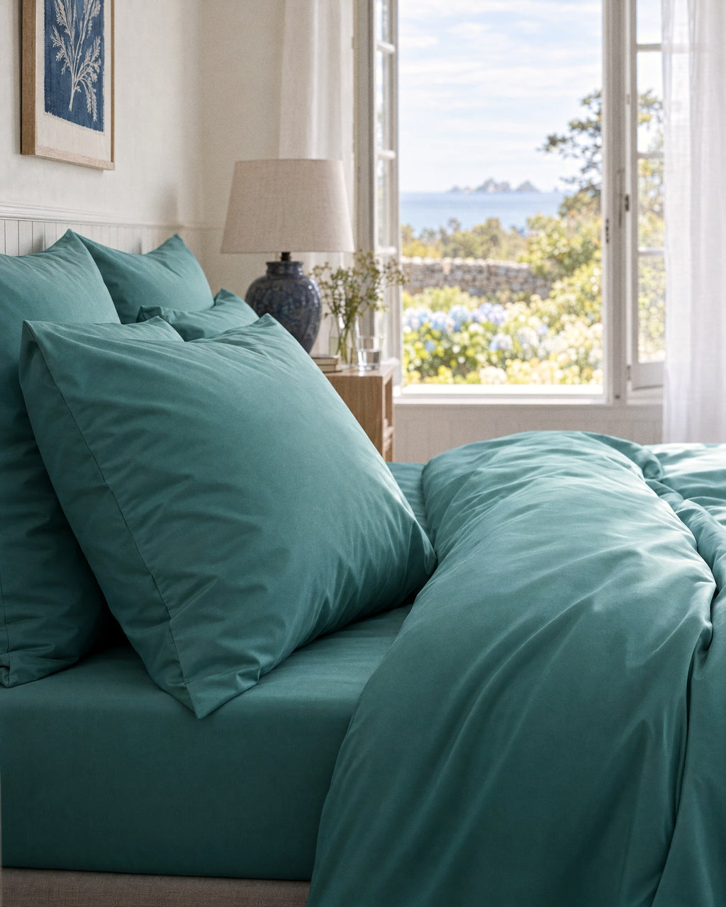 Taies d'oreiller X2 en Percale de coton - Emeraude