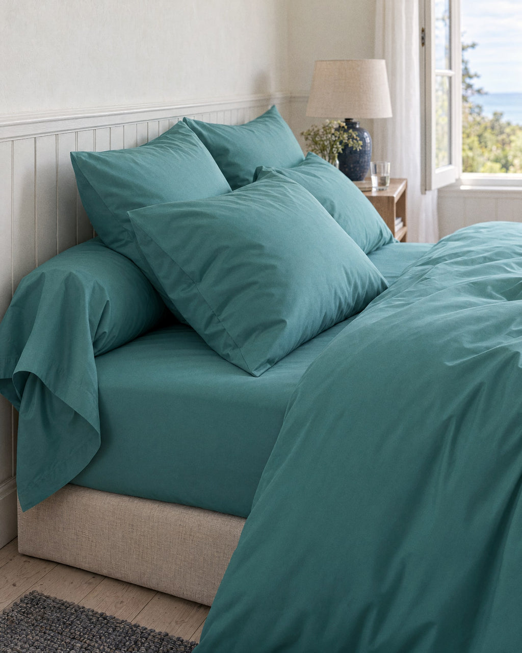 Taie de traversin en Percale de coton - Emeraude