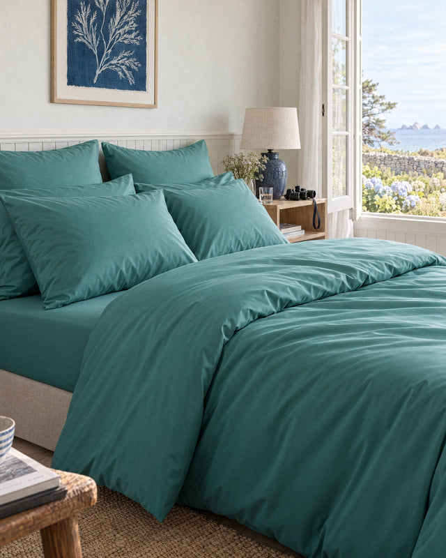 Taies d'oreiller X2 en Percale de coton - Emeraude