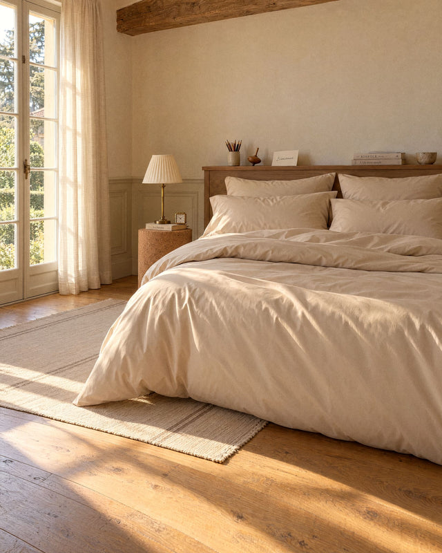 Housse de couette en Percale de coton - Beige
