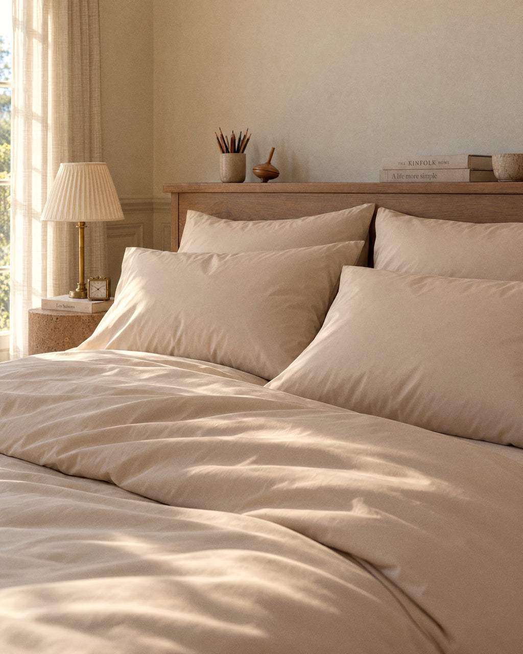 Taies d'oreiller X2 en Percale de coton - Beige
