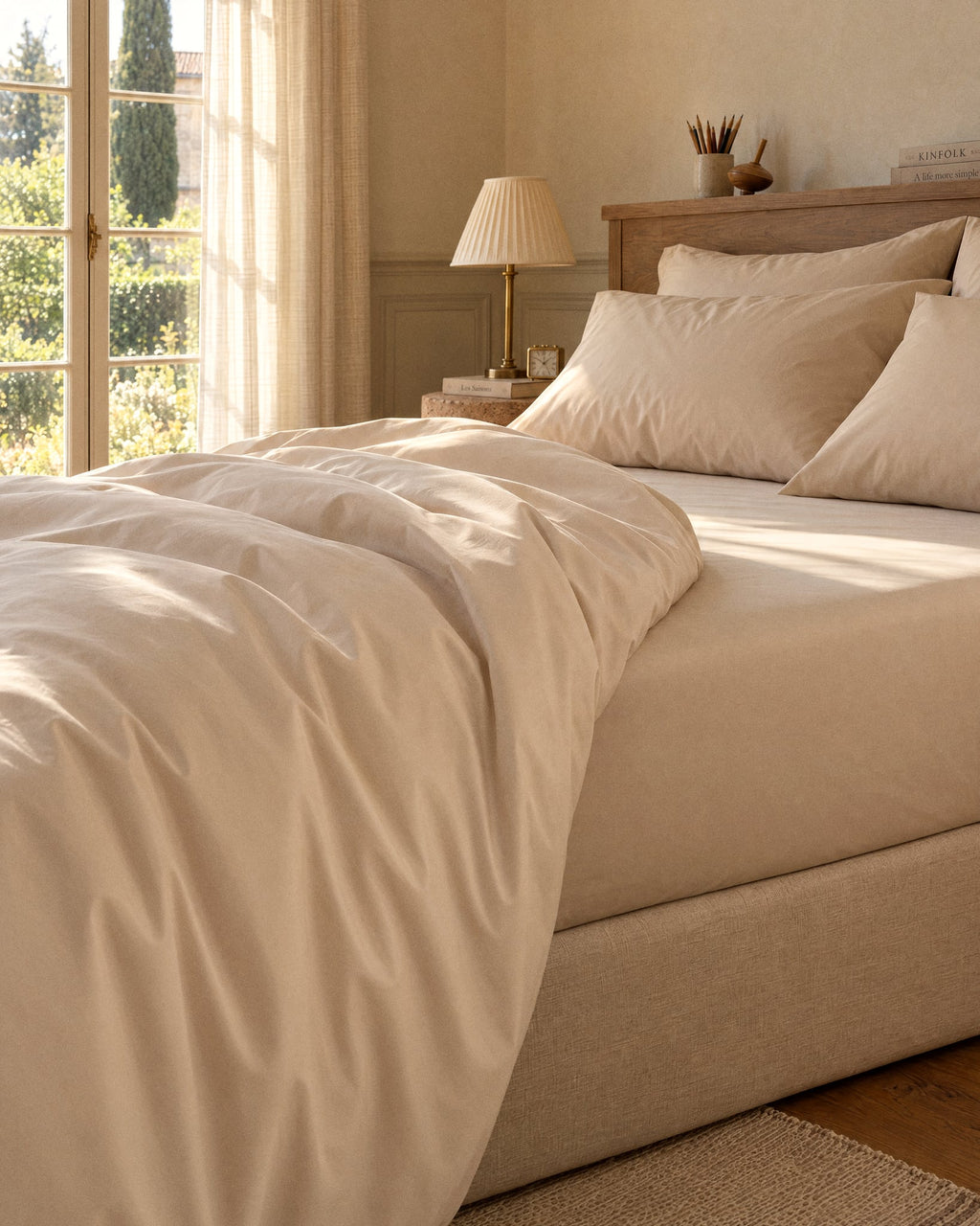 Parure de lit en Percale de coton - Beige