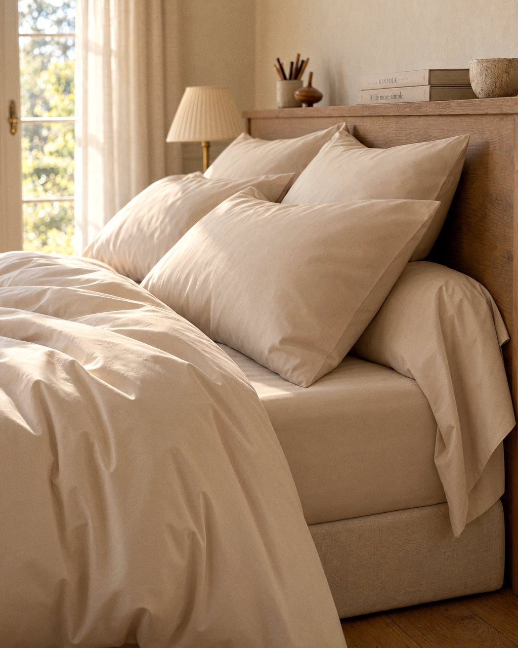 Taie de traversin en Percale de coton - Beige