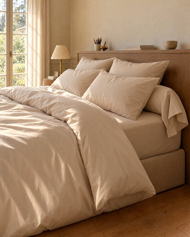 Taie de traversin en Percale de coton - Beige